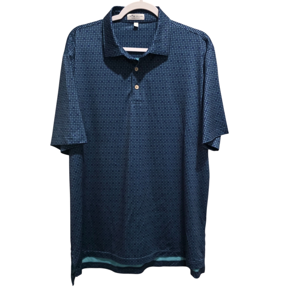 Peter Millar Navy Checkered Polo Shirt